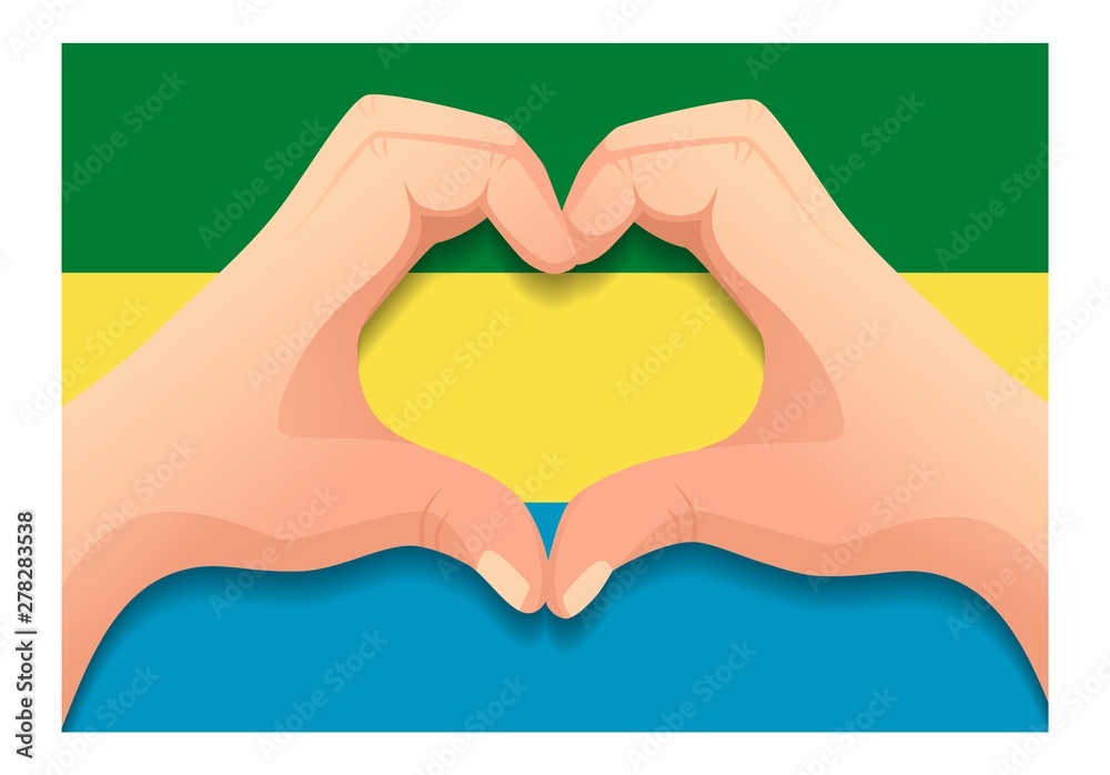 Fototapeta premium Gabon flag and hand heart shape