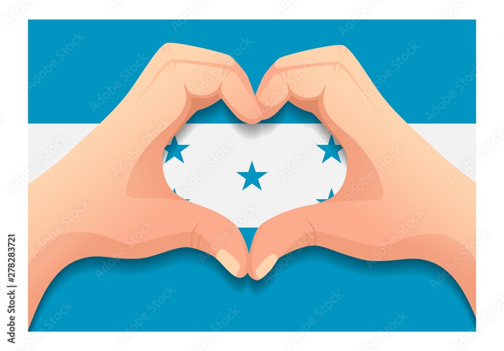 Fototapeta premium Honduras flag and hand heart shape
