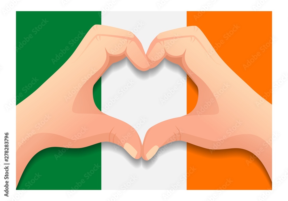 Obraz premium Ireland flag and hand heart shape