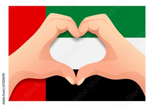 united arab emirates flag and hand heart shape