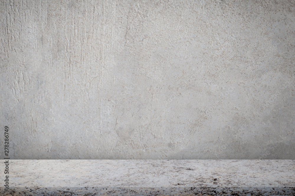 Fototapeta premium Concrete floor with empty grey concrete wall background.