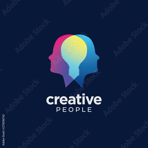 Digital Abstract human head logo for creative