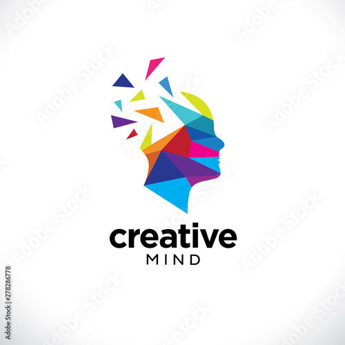 Digital Abstract polygonal human head logo for creative