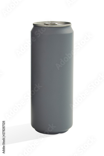 Aluminum can mockup isolated on wooden table