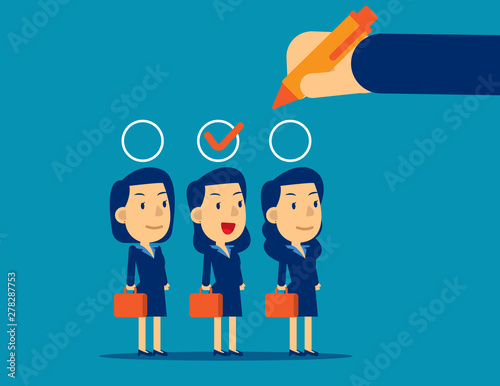 Manager hand selection employee appropriate candidate. Concept business best candidate vector illustration, Flat cartoon character style design