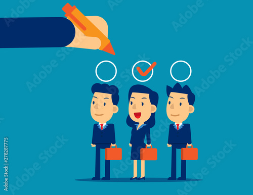 Manager hand selection employee appropriate candidate. Concept business best candidate vector illustration, Flat cartoon character style design
