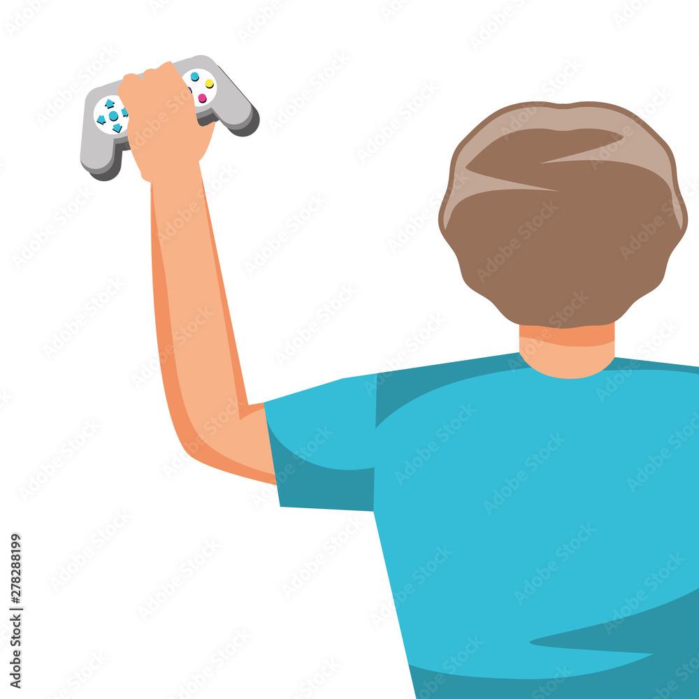 young boy using video game control