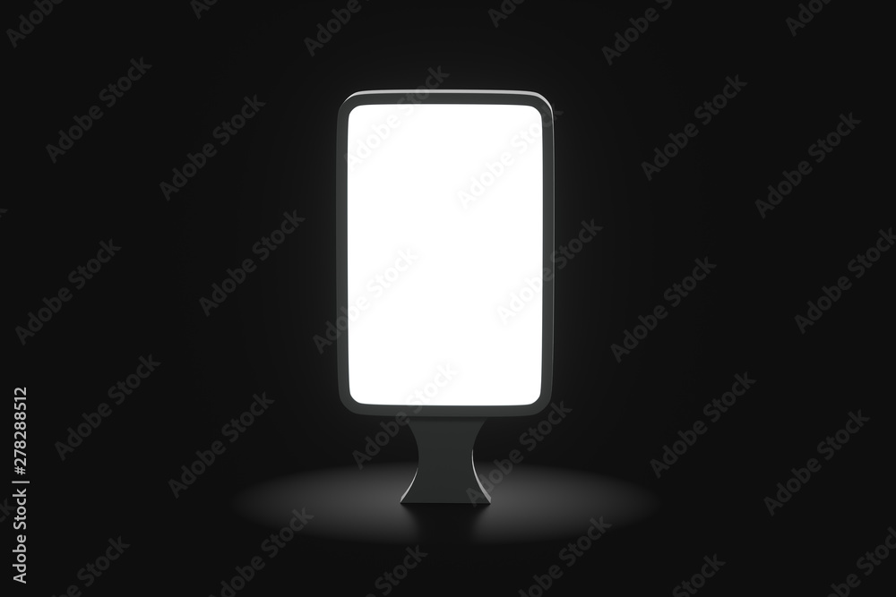 The empty commercial billboard with black background, 3d rendering. The empty commercial billboard with black background, 3d rendering.