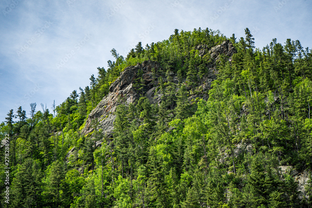 Valley Of The Mountain River Anyuy. Khabarovsk territory in the far East of Russia. The view of Anyui river is beautiful. Anyu national Park. Landscape mountain river in the Russian taiga.