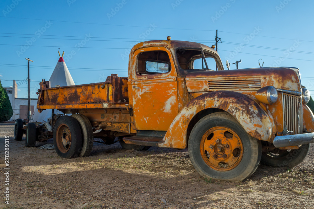 Orange Truck in Desert