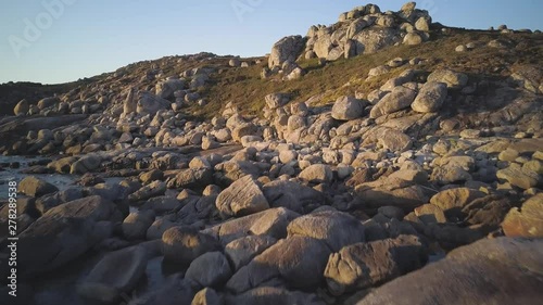 Fly Over Rocks Mountain And Bay in Galicia photo