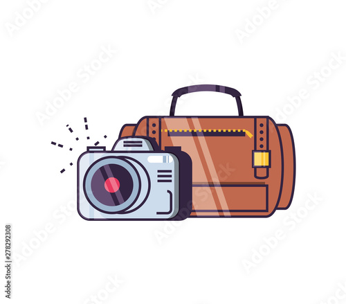 travel suitcase equipment with camera photographic