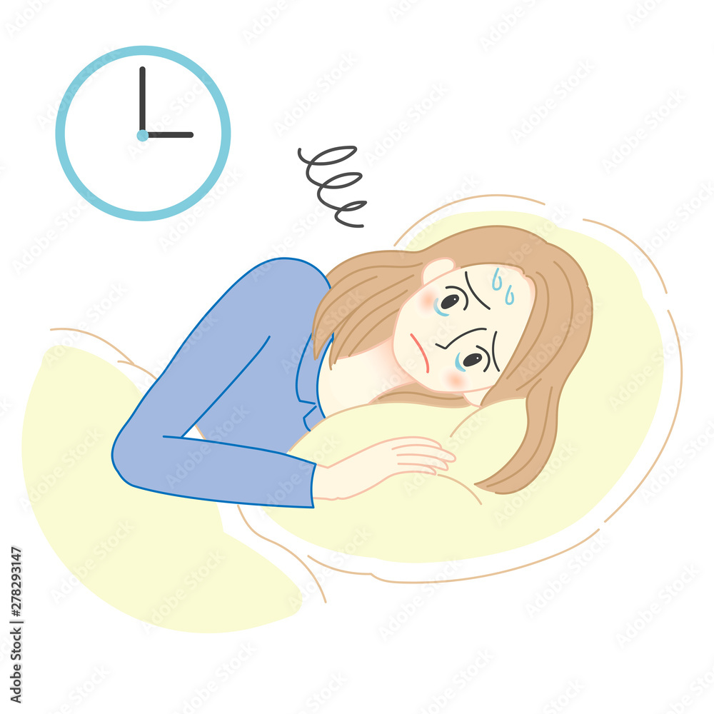 不眠症の女性のイラスト Stock Illustration Adobe Stock