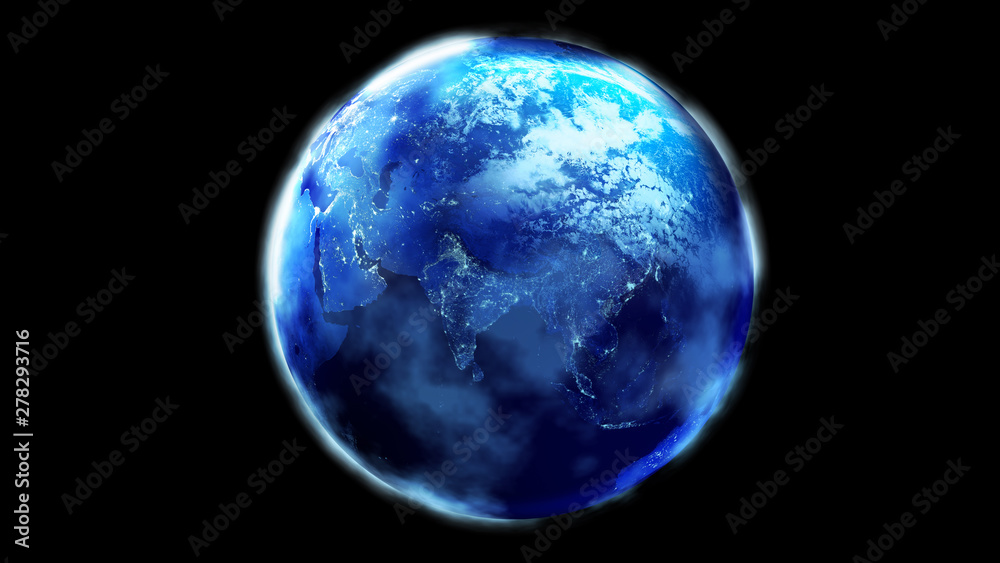 The night half of the Earth from space showing Africa, Asia and Oceania. The night half of the Earth from space showing Africa, Asia and Oceania.