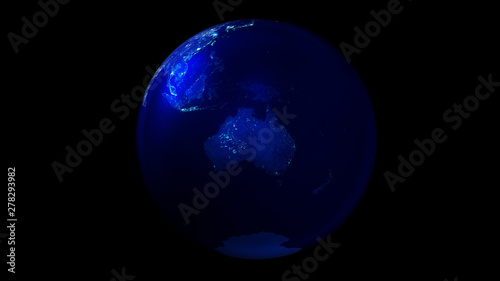 The night half of the Earth from space showing Australia and Antarctica.