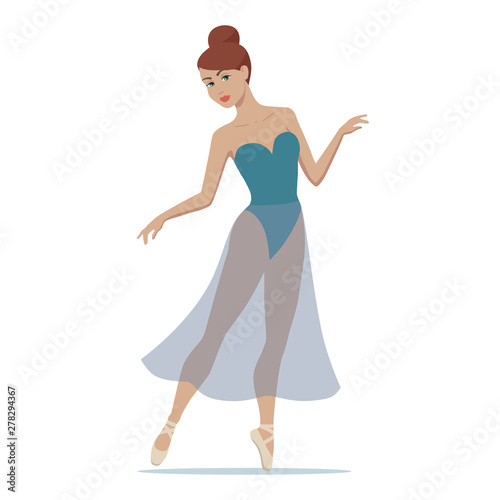 Girl ballerina standing in a beautiful dress