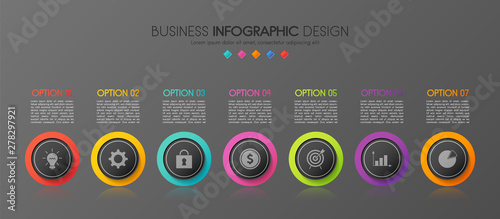 Circle infograph with 7 steps. Vector