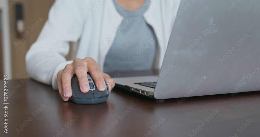 Fototapeta premium Woman work on computer at home