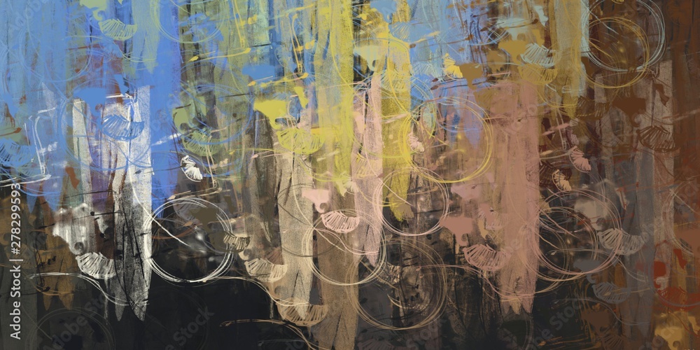 Fototapeta premium Colorful pattern. Oil painting. Wall painting. Canvas surface. Handmade background. Painterly mix. Abstract. Modern art. Wide brush. 2d illustration. Color texture. 