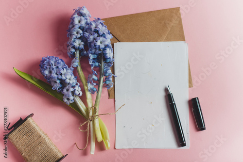 Bouquet of flowers with stationery photo