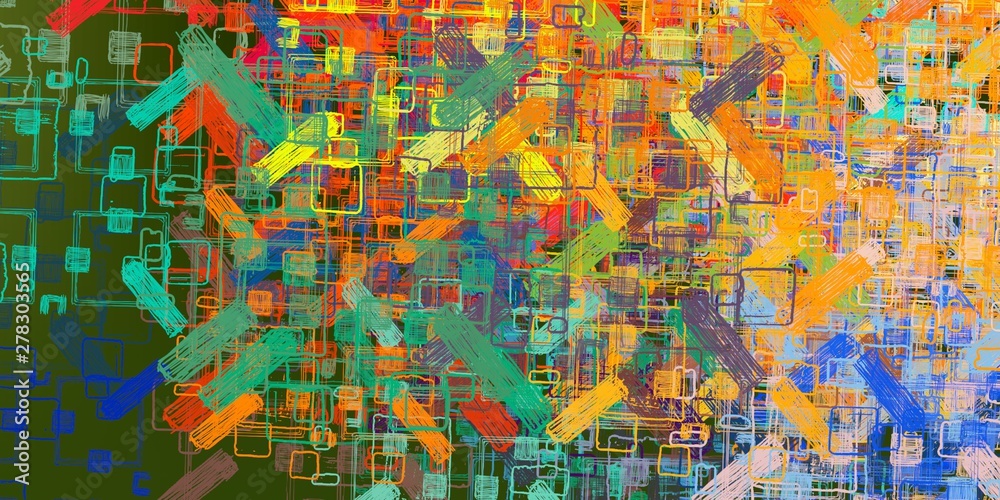 Canvas painting. Colorful background texture mix. 2d illustration. Texture unique backdrop matrix form figures. Creative natural chaos structure element material creation bitmap. Acrylic variety vivid
