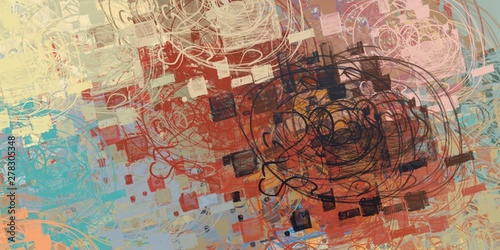Decorative oil painting. Vibrant dynamic art. 2d illustration. Texture backdrop. Creative chaos structure element.