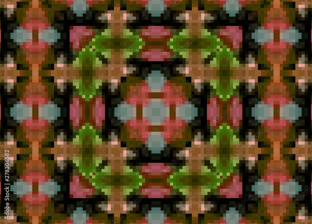Fototapeta premium Pixel seamless ornamental decoration pattern boho