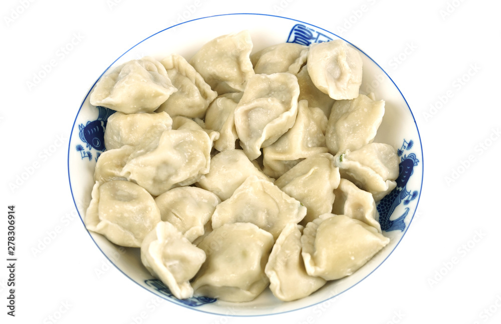 dumpling in the plate isolated on white background