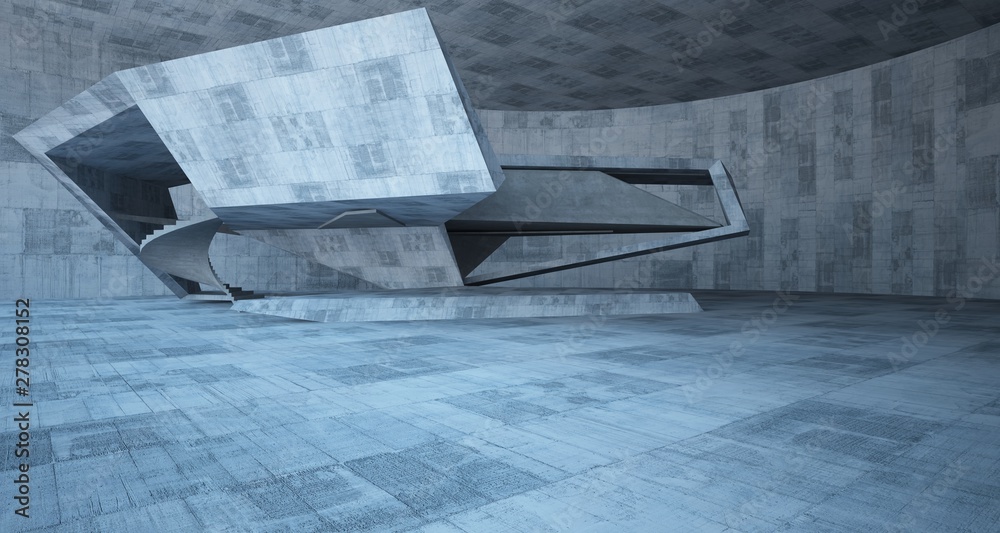 Abstract architectural concrete interior of a minimalist house. 3D illustration and rendering. Abstract architectural concrete interior of a minimalist house. 3D illustration and rendering.
