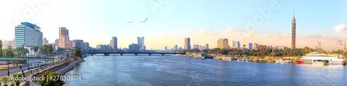 Panorama of Cairo  the Nile and Gezira island view  Egypt