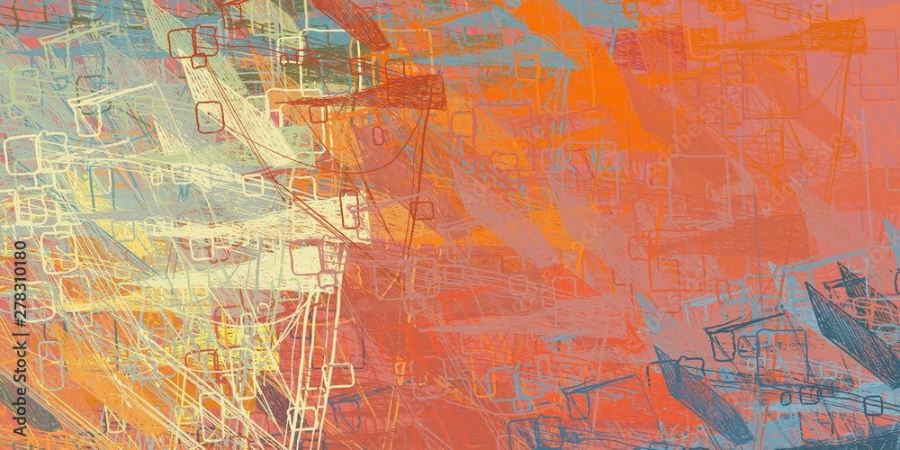 Naklejka premium Brush painting. Artistic canvas. Oil art. 2d illustration. Texture backdrop. Creative chaos structure element.