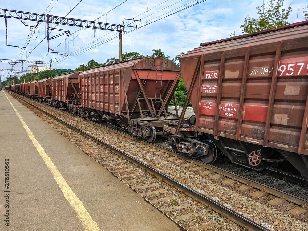 train, wagon train, railway, wagons with cargo train, wagon train, railway, wagons with cargo