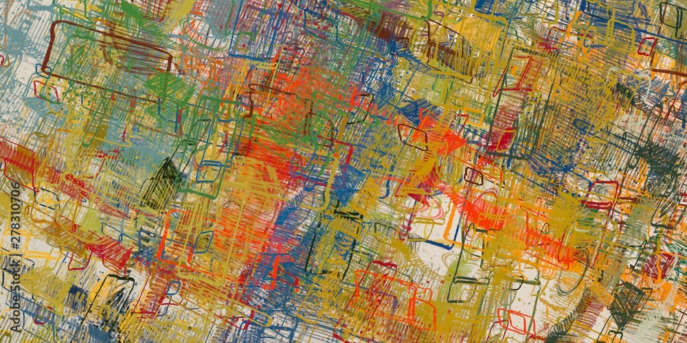 Naklejka premium Decorative oil painting. Vibrant dynamic art. 2d illustration. Texture backdrop. Creative chaos structure element.