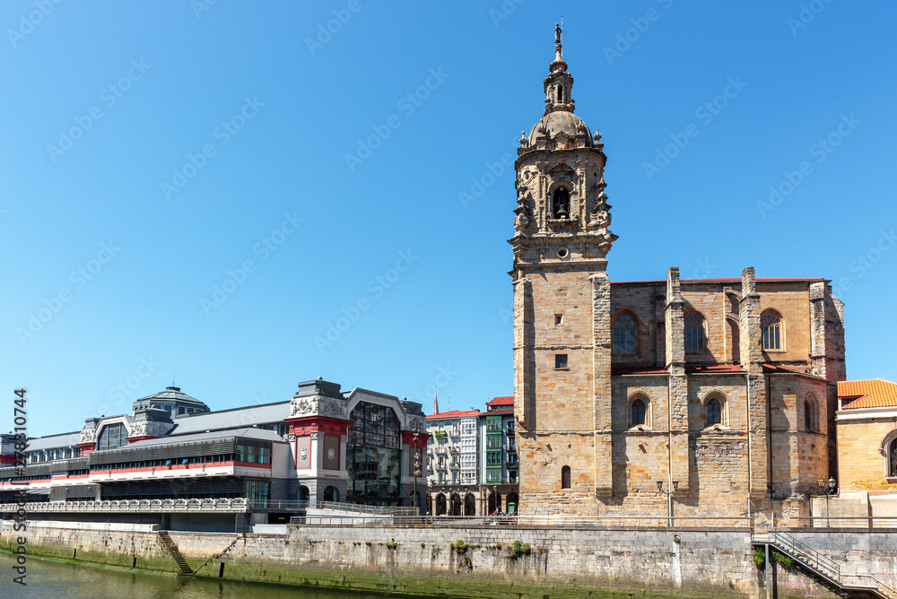 San Anton church and La Ribera market in Bilbao, Basque Country, Spain
