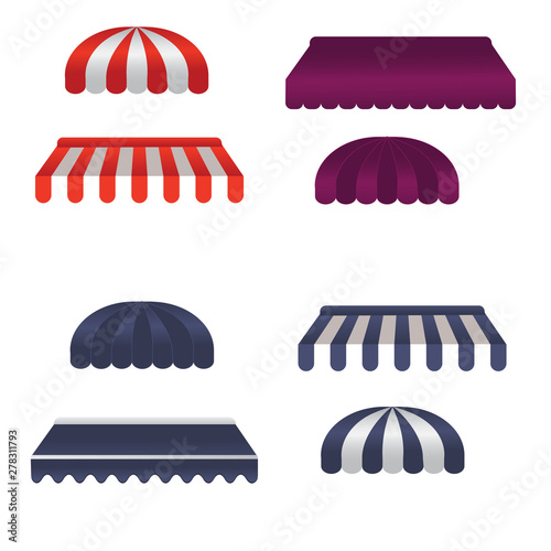 Vector set of square and round awnings