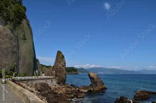 Landscape with ocean and rocks in Hokkaido, Japan
