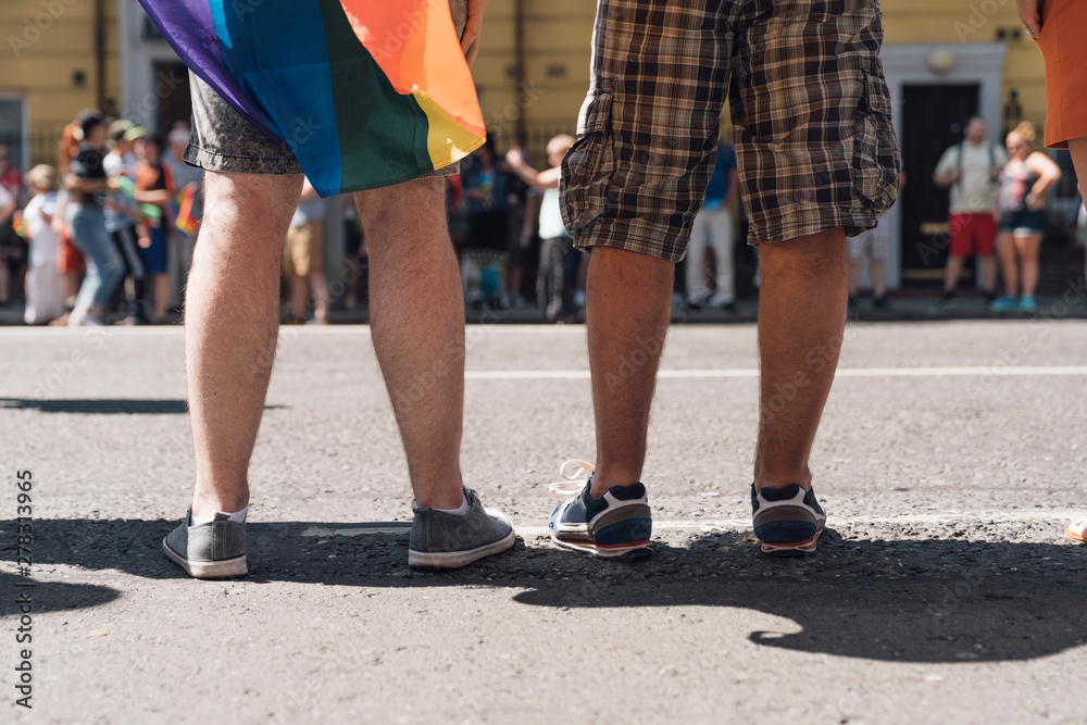 People With Rainbow Flags Attending a Gay pride People With Rainbow Flags Attending a Gay pride