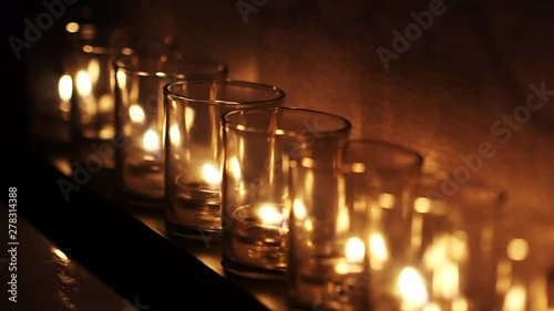 Close up, lit candles for massage