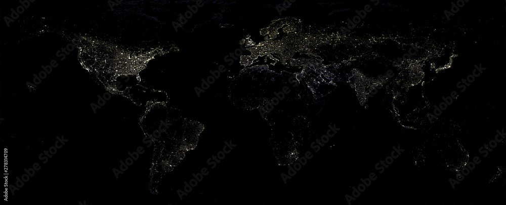 Planet Earth. View from outer space at night