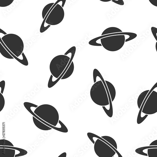 Saturn icon seamless pattern background. Planet vector illustration on white isolated background. Galaxy space business concept.