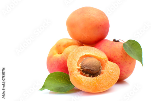 Fresh apricot on white background
