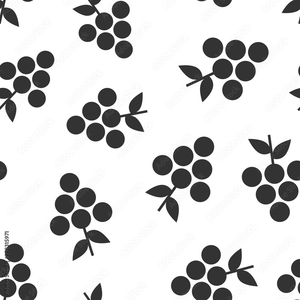 Fototapeta premium Grape fruits sign icon seamless pattern background. Grapevine vector illustration on white isolated background. Wine grapes business concept.