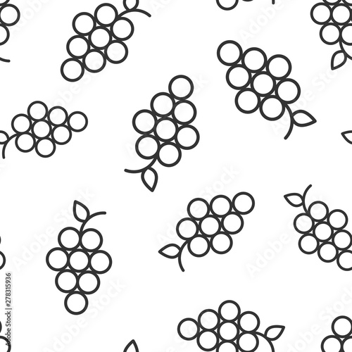 Grape fruits sign icon seamless pattern background. Grapevine vector illustration on white isolated background. Wine grapes business concept.