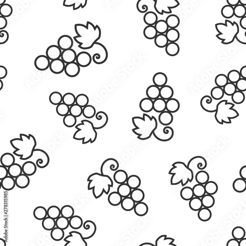 Grape fruits sign icon seamless pattern background. Grapevine vector illustration on white isolated background. Wine grapes business concept.