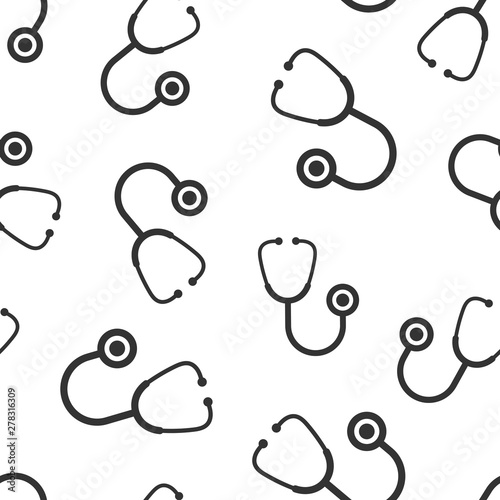 Stethoscope sign icon seamless pattern background. Doctor medical vector illustration on white isolated background. Hospital business concept.