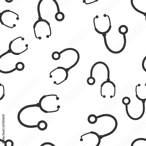 Stethoscope sign icon seamless pattern background. Doctor medical vector illustration on white isolated background. Hospital business concept.