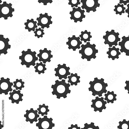 Gear vector icon seamless pattern background. Cog wheel illustration on white background. Gearwheel cogwheel business concept.
