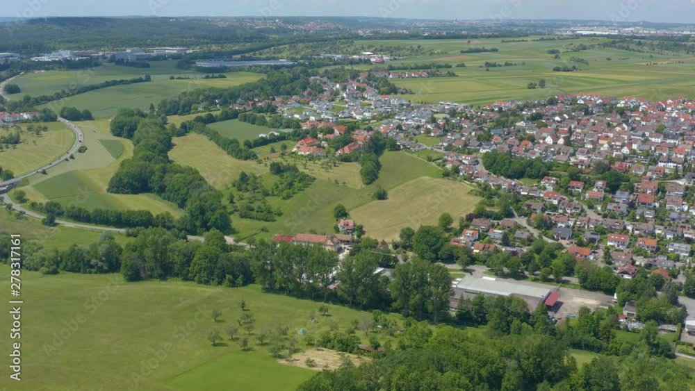 Aerial view of Aich and Aichtal in Germany. Very wide view with pan to the right. Aerial view of Aich and Aichtal in Germany. Very wide view with pan to the right.