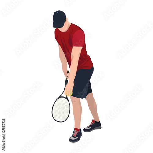 Tennis player with ball and racket, vector flat isolated illustration © svitlana