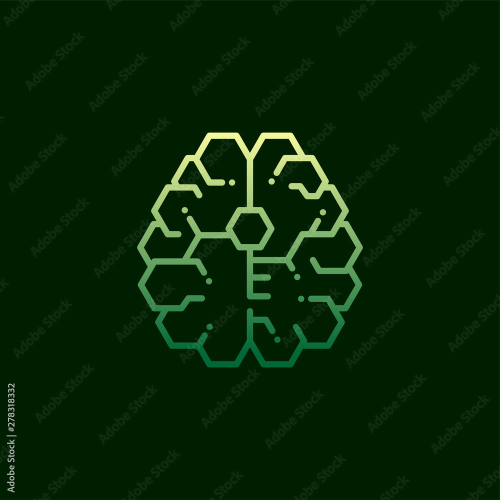 Top Brain logo icon with key symbol, Secrets of the mind concept design illustration green and yellow gradients color isolated on dark green background with copy space, vector eps 10 Top Brain logo icon with key symbol, Secrets of the mind concept design illustration green and yellow gradients color isolated on dark green background with copy space, vector eps 10